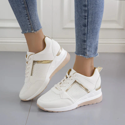 Sneakers met Hoge Hak en Metallic Accenten