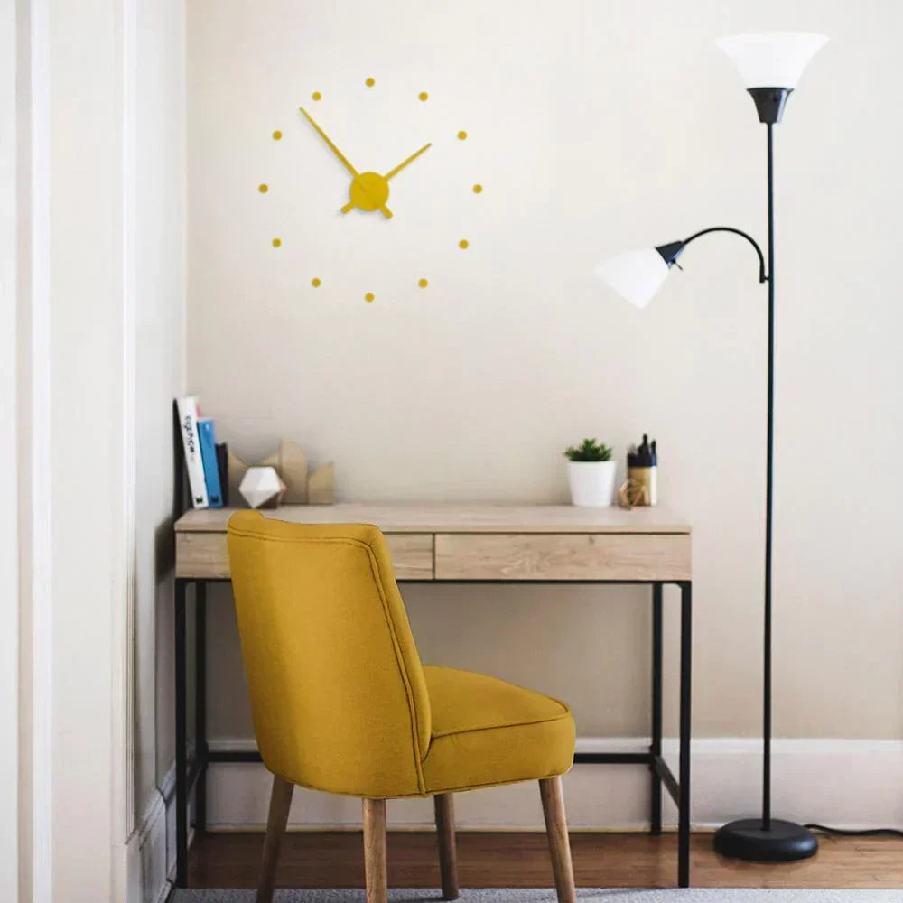 Wandklok Metaal 40cm Zwart Geel Zilver Quartz Uurwerk Scandinavisch Design Tijdweergave Woonkamer Keuken Kantoor Modern Interieur Decoratie