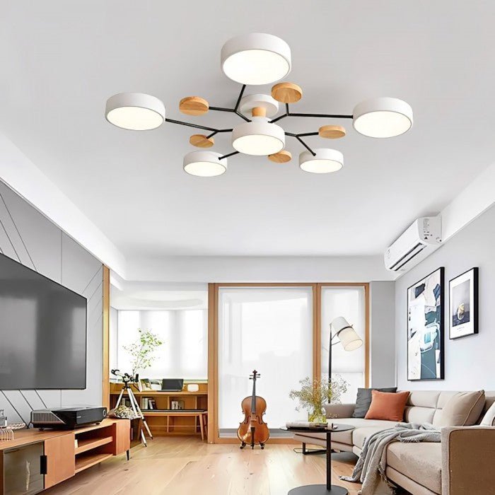 Sansoti | Moderne Plafondlamp met Houten Details – LED Designlamp voor Woonkamer & Slaapkamer