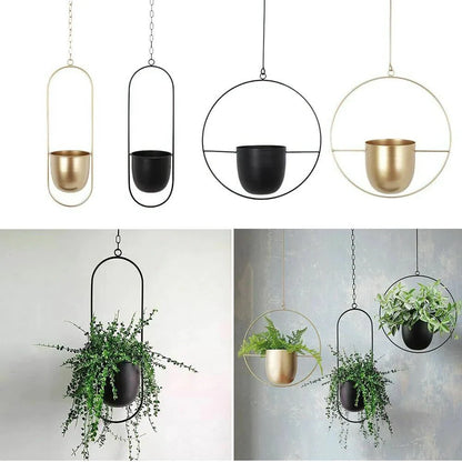 Hangende Plantenpot met Metalen Ring voor Kruiden en Vetplanten Binnen