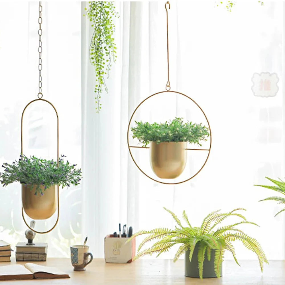 Hangende Plantenpot met Metalen Ring voor Kruiden en Vetplanten Binnen