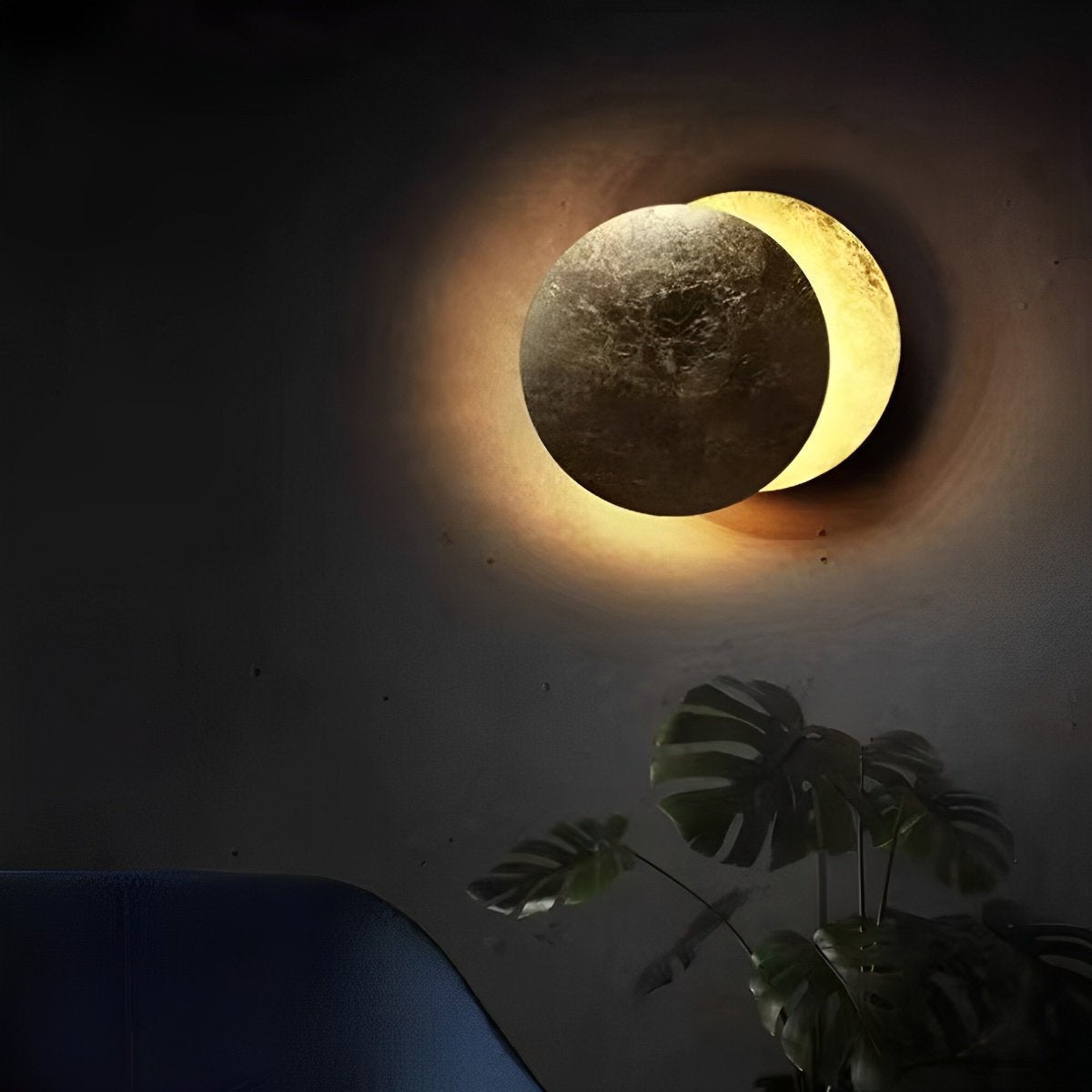 Wandlamp Eclipse Ijzer Koper Goud Woonkamer Slaapkamer Maanlamp Decoratieve Wandverlichting Eclips Sfeerverlichting Hotel Gangpad Artistiek