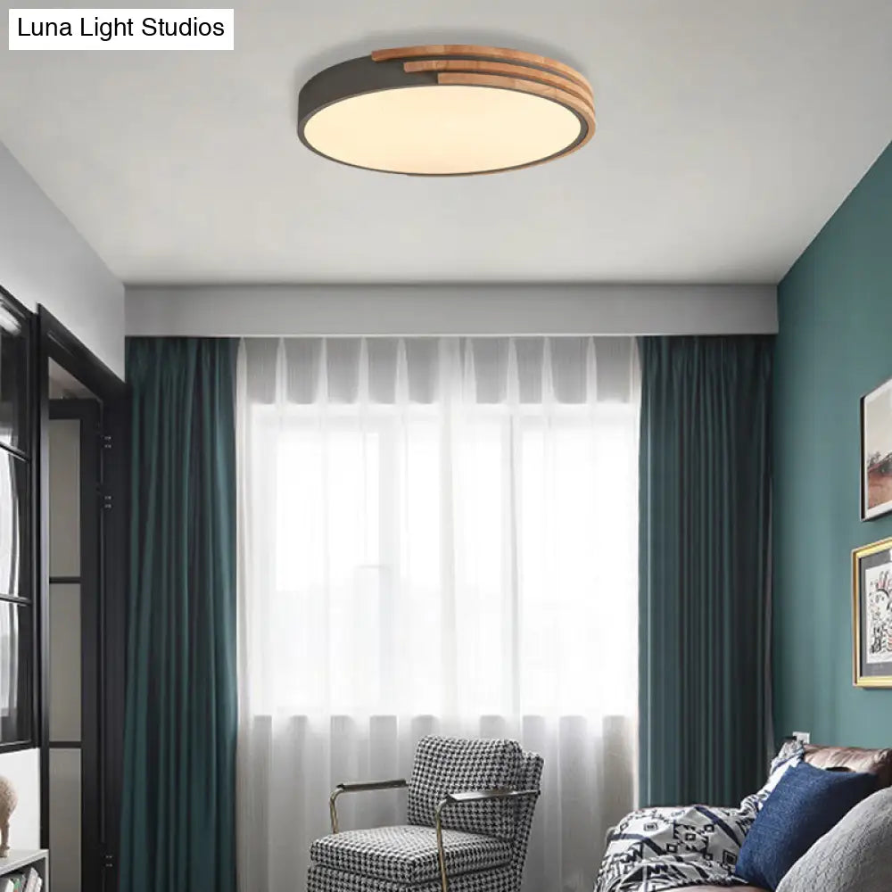 Ronde Plafondlamp Hout & Acryl – Scandinavische Stijl 40cm
