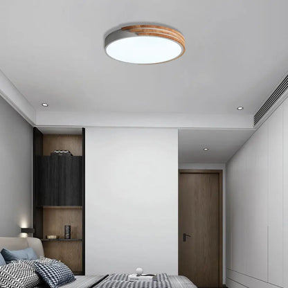 Ronde Plafondlamp Hout & Acryl – Scandinavische Stijl 40cm
