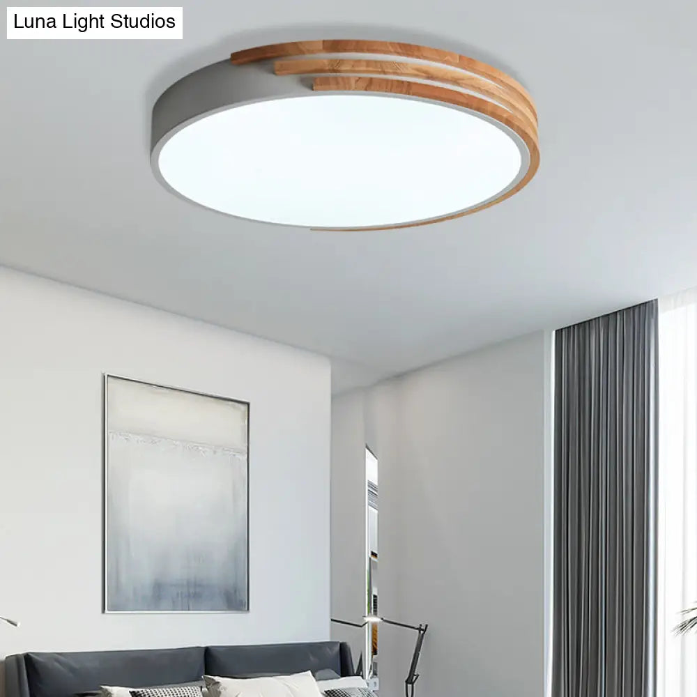 Ronde Plafondlamp Hout & Acryl – Scandinavische Stijl 40cm