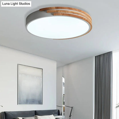 Ronde Plafondlamp Hout & Acryl – Scandinavische Stijl 40cm