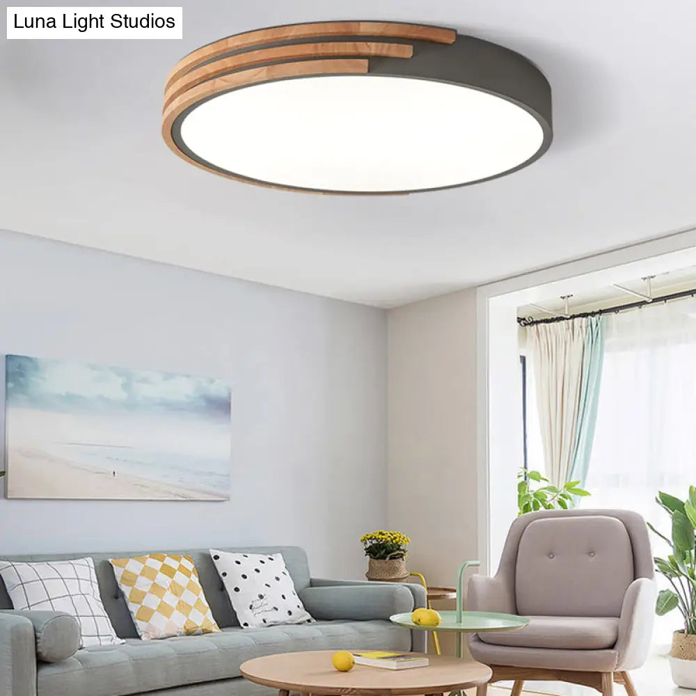 Ronde Plafondlamp Hout & Acryl – Scandinavische Stijl 40cm