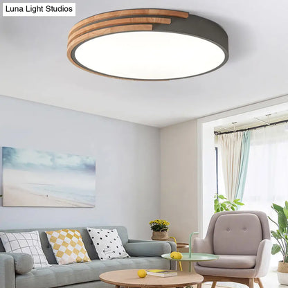 Ronde Plafondlamp Hout & Acryl – Scandinavische Stijl 40cm