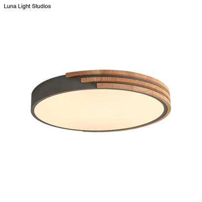 Ronde Plafondlamp Hout & Acryl – Scandinavische Stijl 40cm