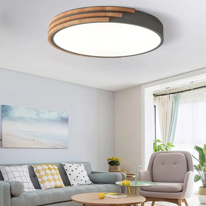 Ronde Plafondlamp Hout & Acryl – Scandinavische Stijl 40cm