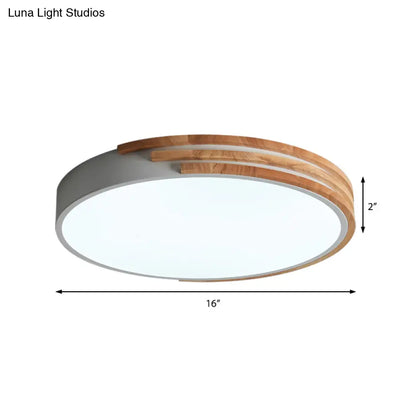 Ronde Plafondlamp Hout & Acryl – Scandinavische Stijl 40cm