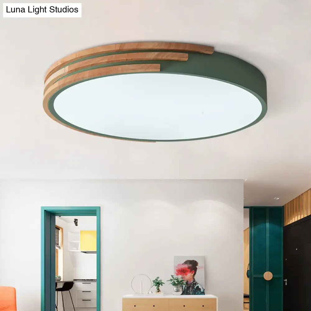 Ronde Plafondlamp Hout & Acryl – Scandinavische Stijl 40cm
