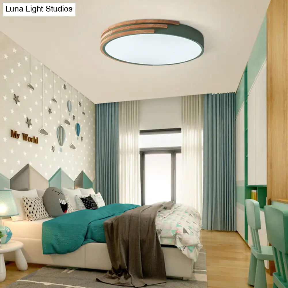 Ronde Plafondlamp Hout & Acryl – Scandinavische Stijl 40cm