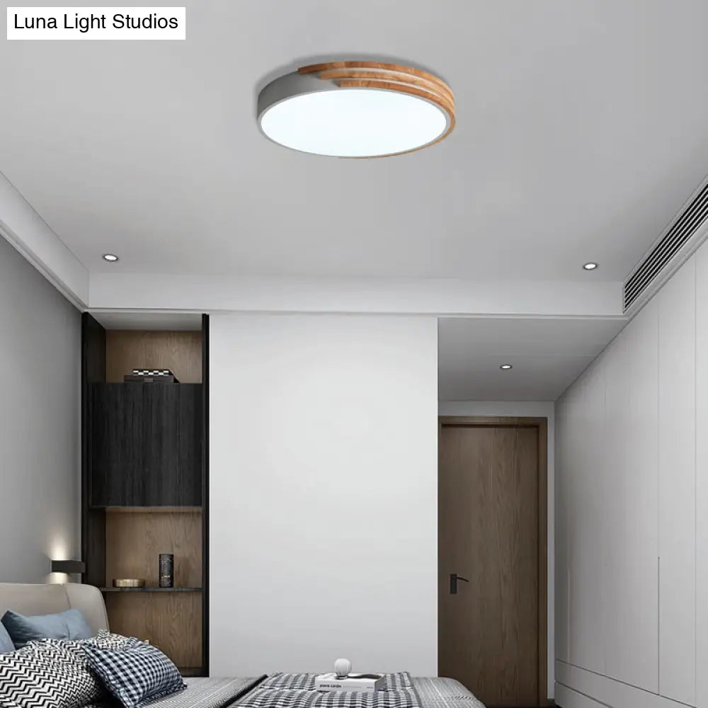 Ronde Plafondlamp Hout & Acryl – Scandinavische Stijl 40cm
