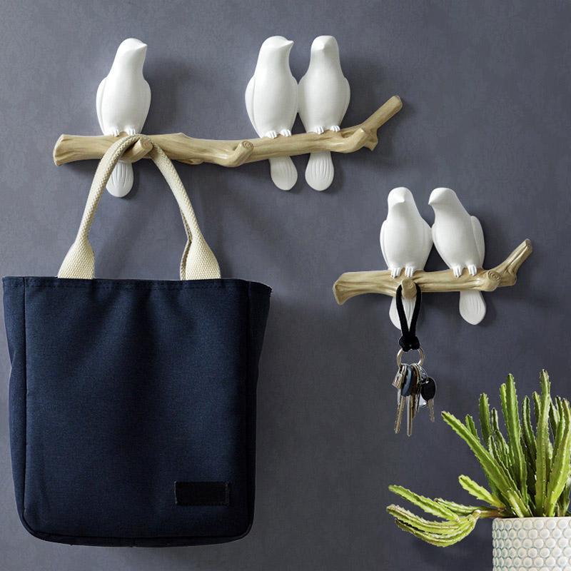 Decoratieve Wandhaak met Vogelontwerp – Harskunst voor Hal, Slaapkamer en Badkamer – Stijlvolle Opbergoplossing met Natuurlijke Charme