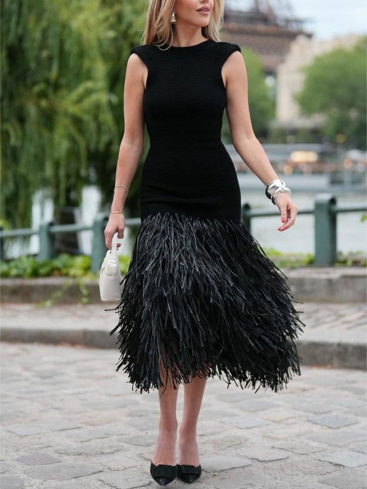 Zomerjurk Midi Raffia Boheemisch Vrouwenkleding