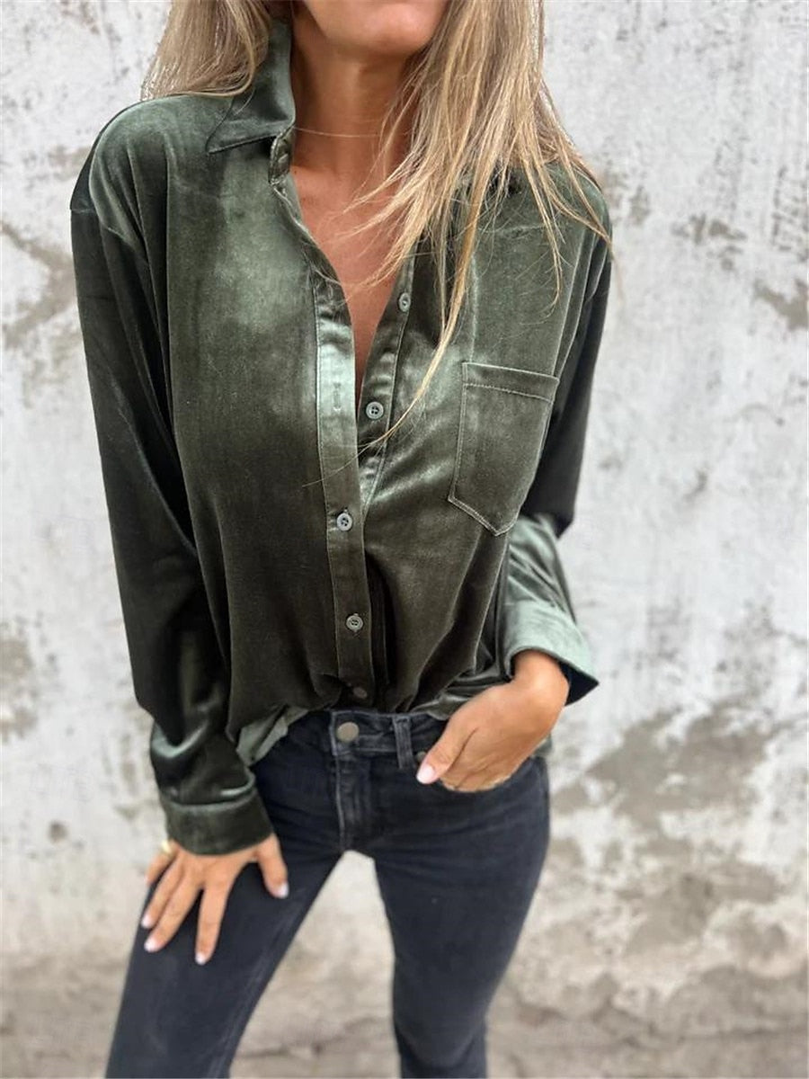 Dames Blouse Fluweel Losse Pasvorm