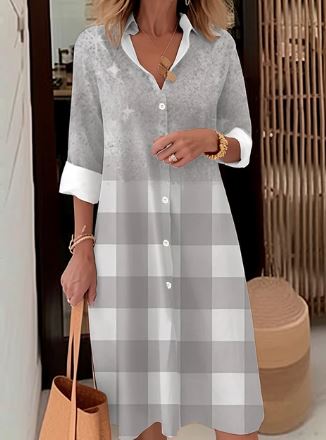 Vrouwelijke Overhemdjurk Elegante Korte Stijl
