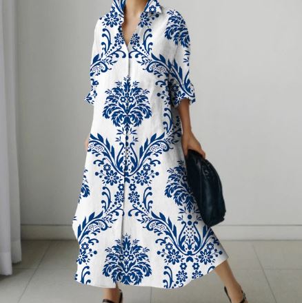 Damesjurk Bloemenprint Zomerjurk Vrouwelijk Model