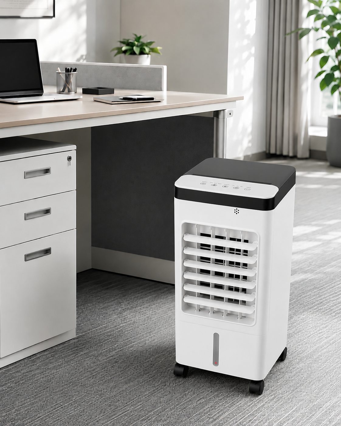 Mobiele Luchtcirculatiebuis met Vernevelaar Timer voor Thuiskantoor Verkoeling Bureau Koeling Tafelventilator