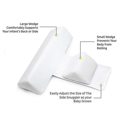 Baby Zijslaap Positiekussen – Driehoekig Antirol Kussen met Verstelbare Breedte – Zacht Memory Foam – Ademend & Wasbaar – Voor Pasgeborenen tot 12 Maanden