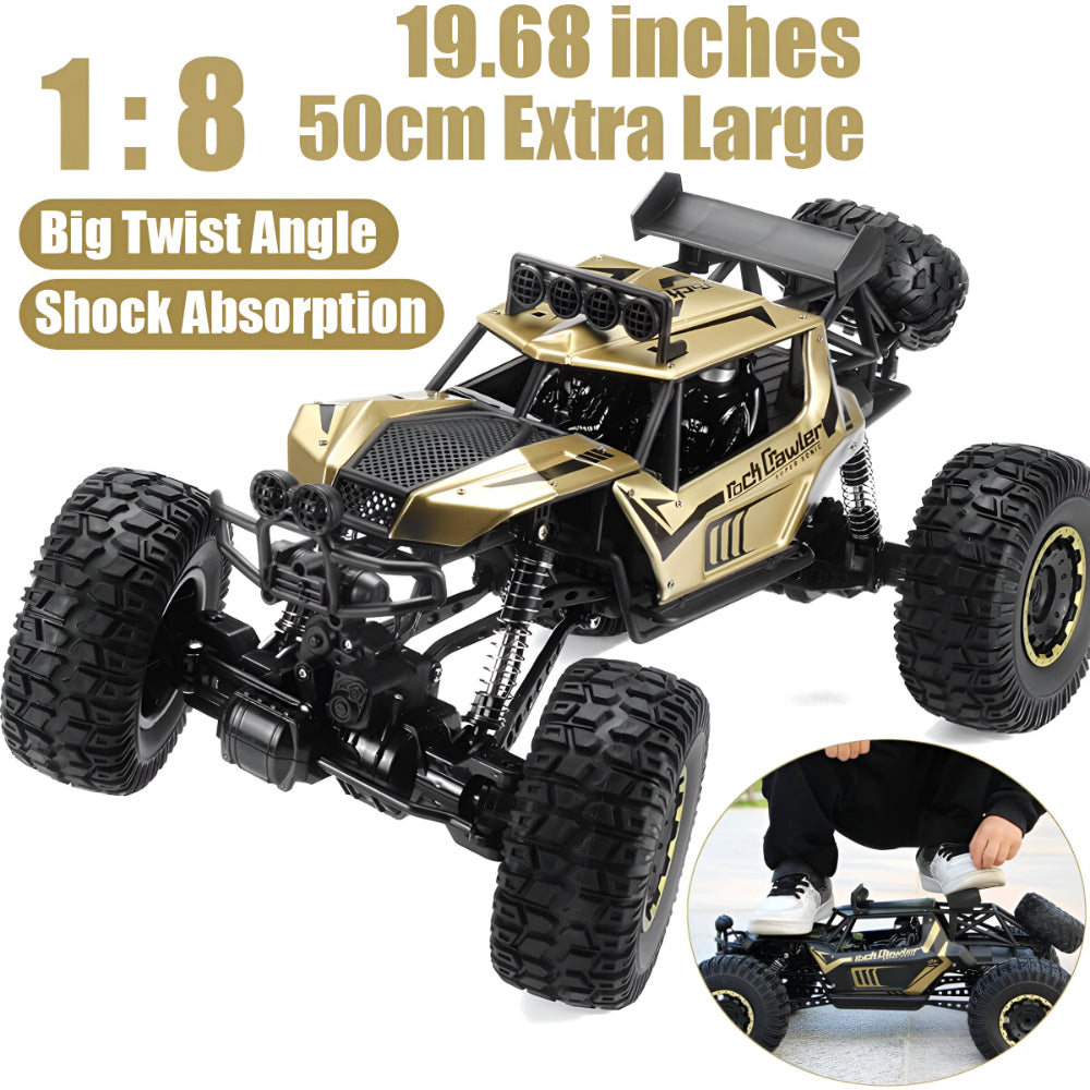 Bestuurbare Monstertruck Terreinwagen Metalen Chassis 4WD RC Auto Zwart Goud