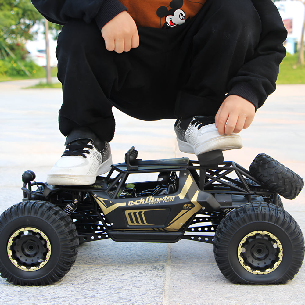 Bestuurbare Monstertruck Terreinwagen Metalen Chassis 4WD RC Auto Zwart Goud