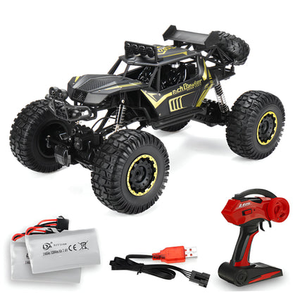Bestuurbare Monstertruck Terreinwagen Metalen Chassis 4WD RC Auto Zwart Goud