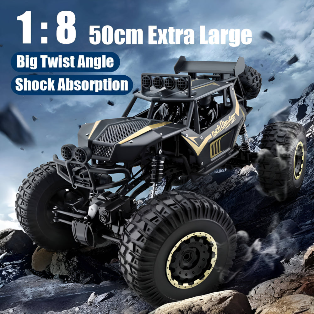 Bestuurbare Monstertruck Terreinwagen Metalen Chassis 4WD RC Auto Zwart Goud