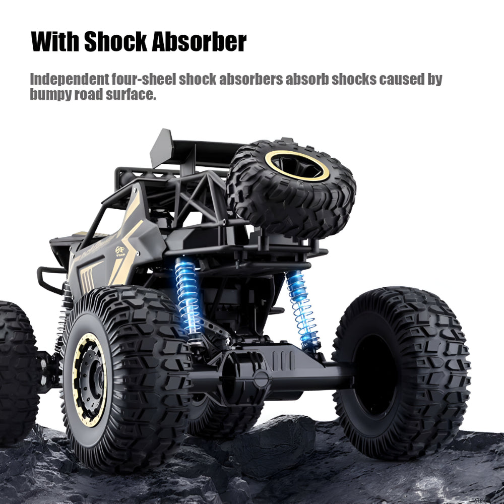 Bestuurbare Monstertruck Terreinwagen Metalen Chassis 4WD RC Auto Zwart Goud