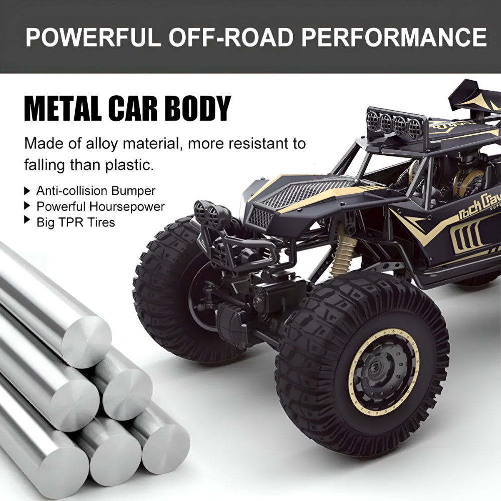 Bestuurbare Monstertruck Terreinwagen Metalen Chassis 4WD RC Auto Zwart Goud