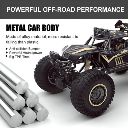 Bestuurbare Monstertruck Terreinwagen Metalen Chassis 4WD RC Auto Zwart Goud