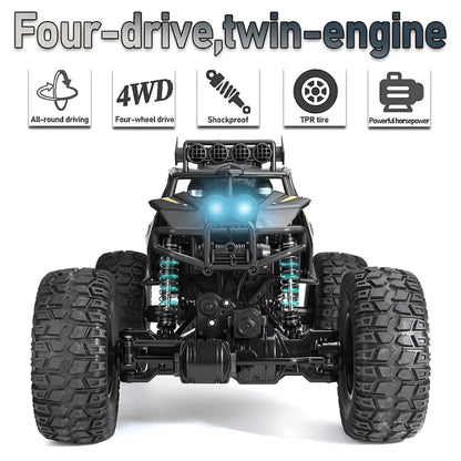 Bestuurbare Monstertruck Terreinwagen Metalen Chassis 4WD RC Auto Zwart Goud