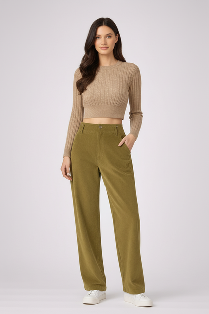 Corduroy Wide Leg Broek Zacht en Comfortabel - StudioMarella