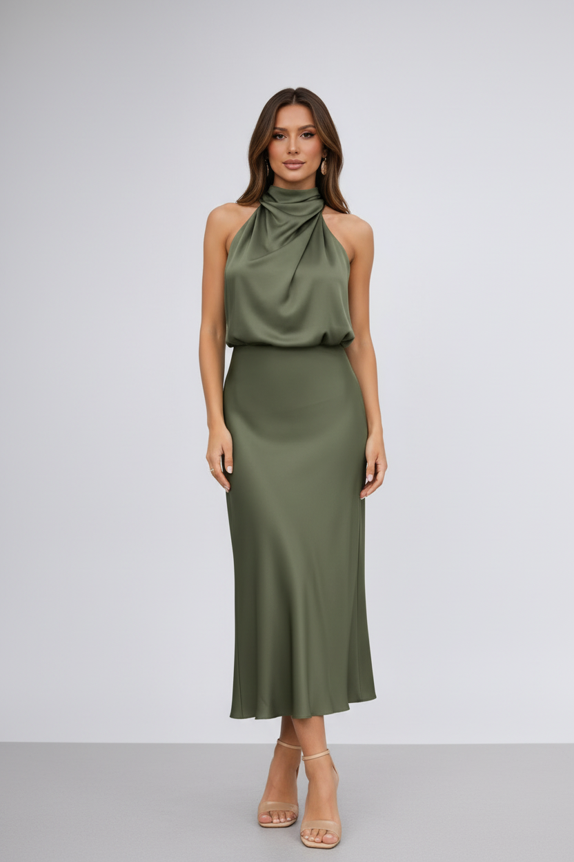 Midi Jurk met Riem voor Vrouw Elegante Zomerjurk
