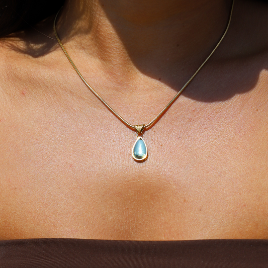 Goudkleurige Ketting met Olijfsteen Elegante Sieraden - StudioMarella