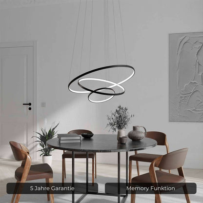 Moderne ring hanglamp met zwevend 3-ringen design