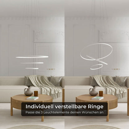 Moderne ring hanglamp met zwevend 3-ringen design