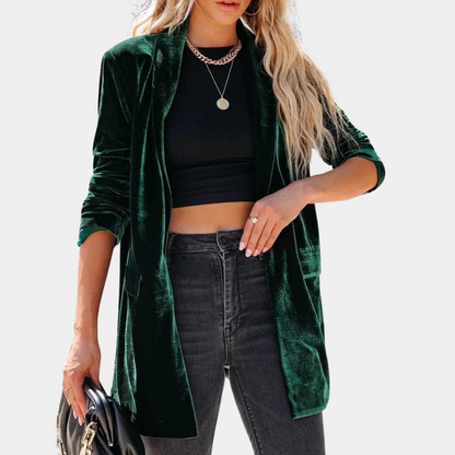 Zwart Fluwelen Jas Elegant Zomermodel