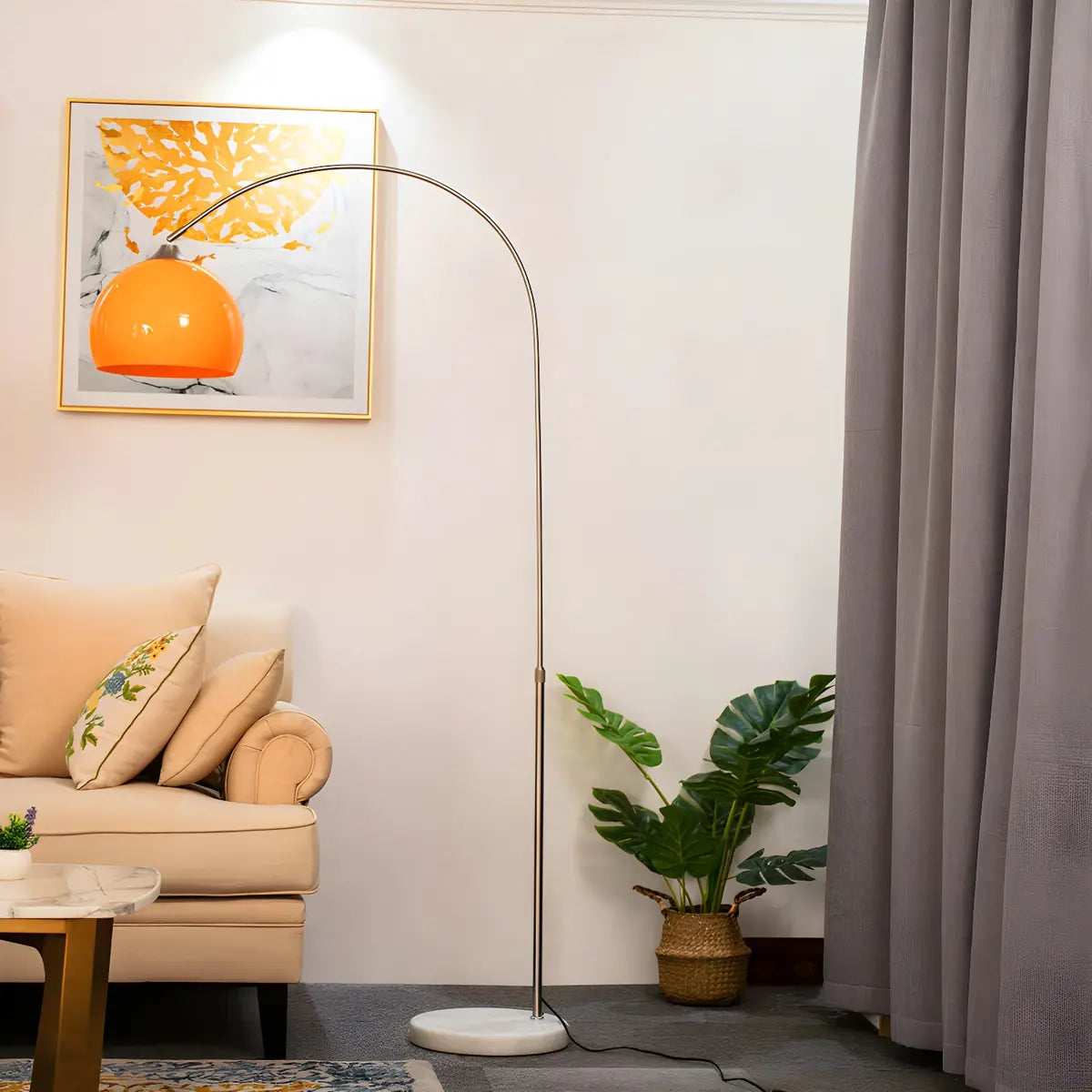 Moderne Boog Vloerlamp met Acryl Koepelkap en Metalen Frame 220 cm Hoog voor Woonkamer en Leeshoek