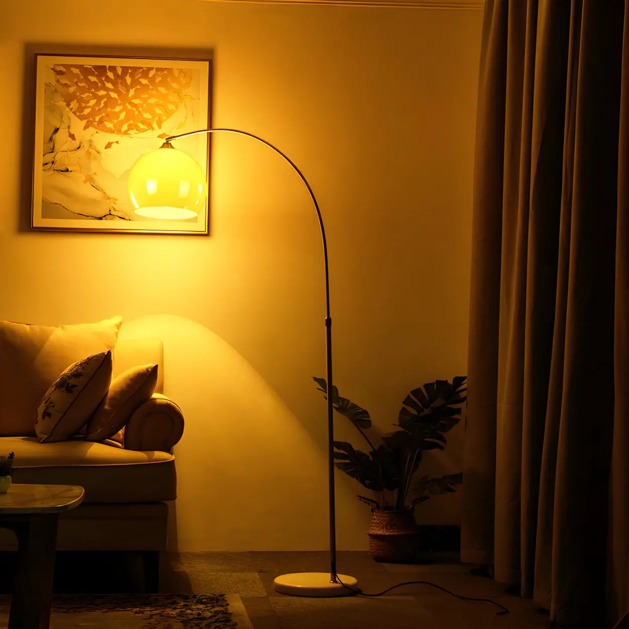 Moderne Boog Vloerlamp met Acryl Koepelkap en Metalen Frame 220 cm Hoog voor Woonkamer en Leeshoek