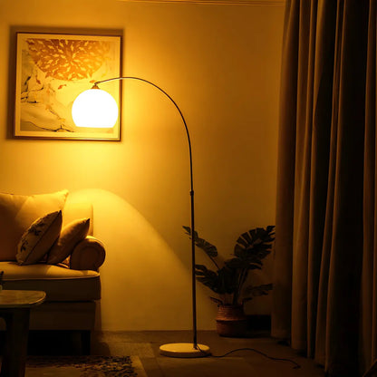 Moderne Boog Vloerlamp met Acryl Koepelkap en Metalen Frame 220 cm Hoog voor Woonkamer en Leeshoek