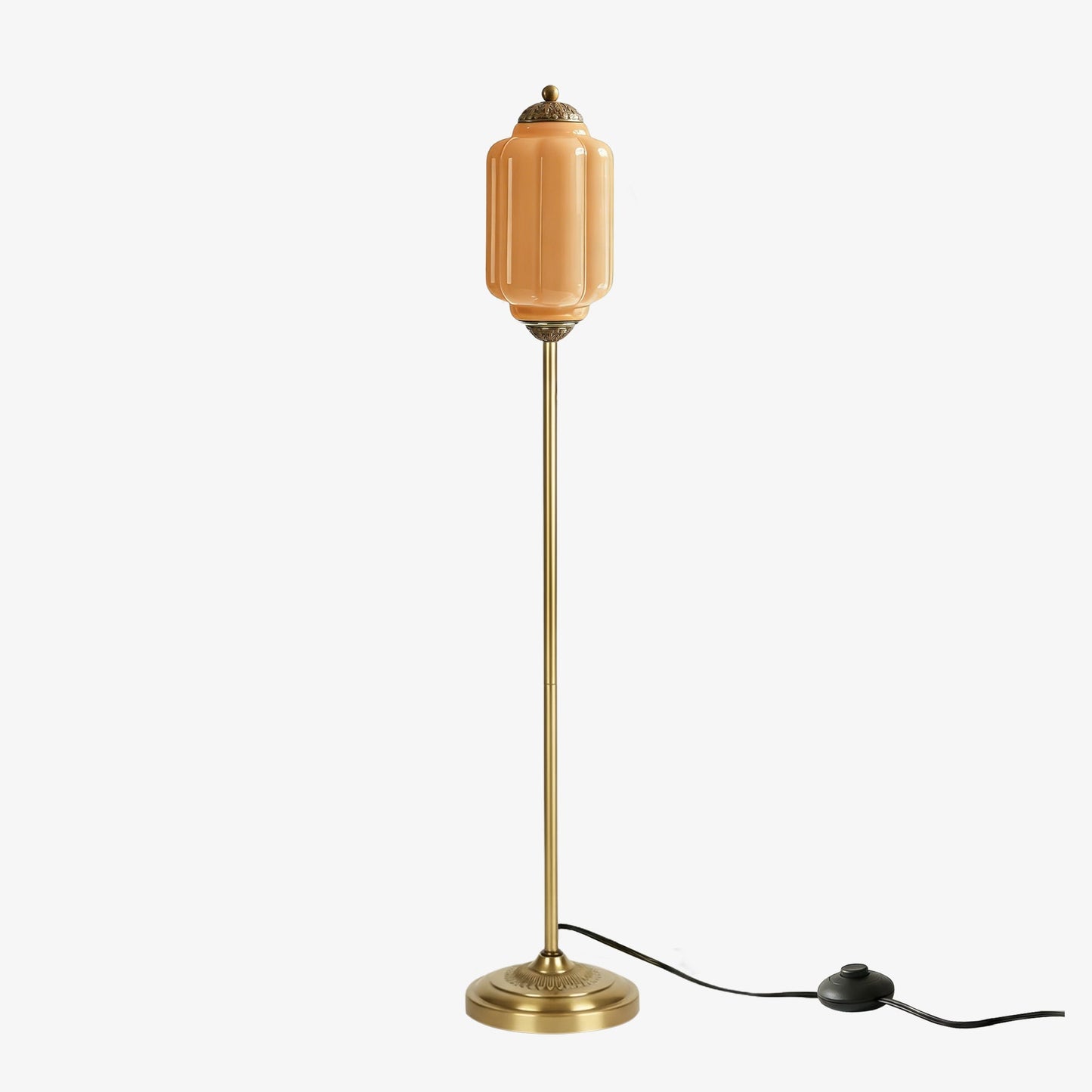 Decoratieve Glazen Pompoen Vloerlamp Retro Organische Stijl Woonkamer Staande Lamp