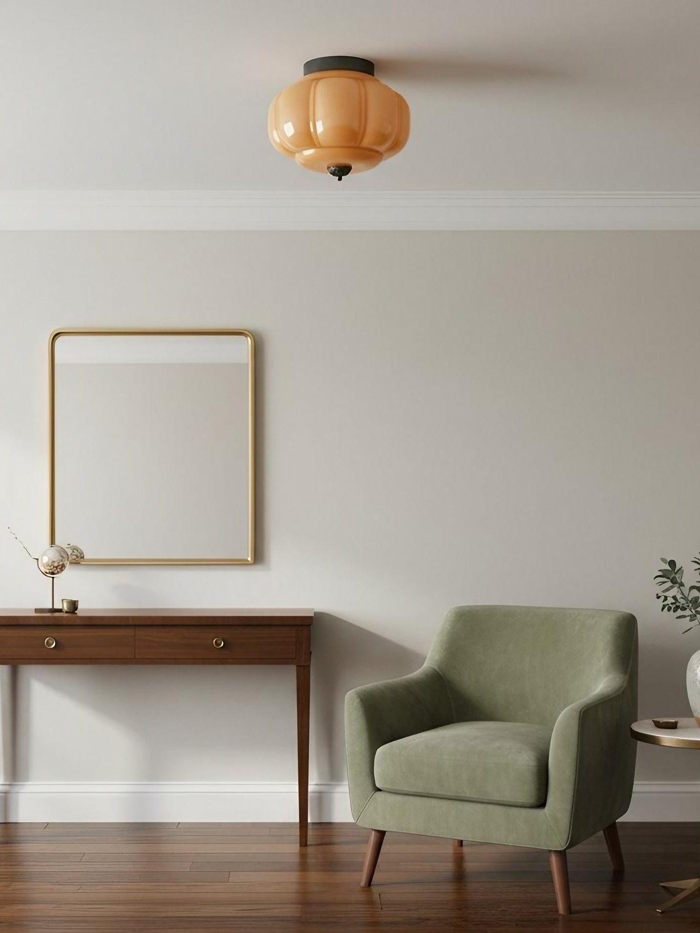 Retro Plafondlamp met Melkglazen Kap – Verfijnde Semi-Flush Mount Verlichting voor Moderne Interieurs