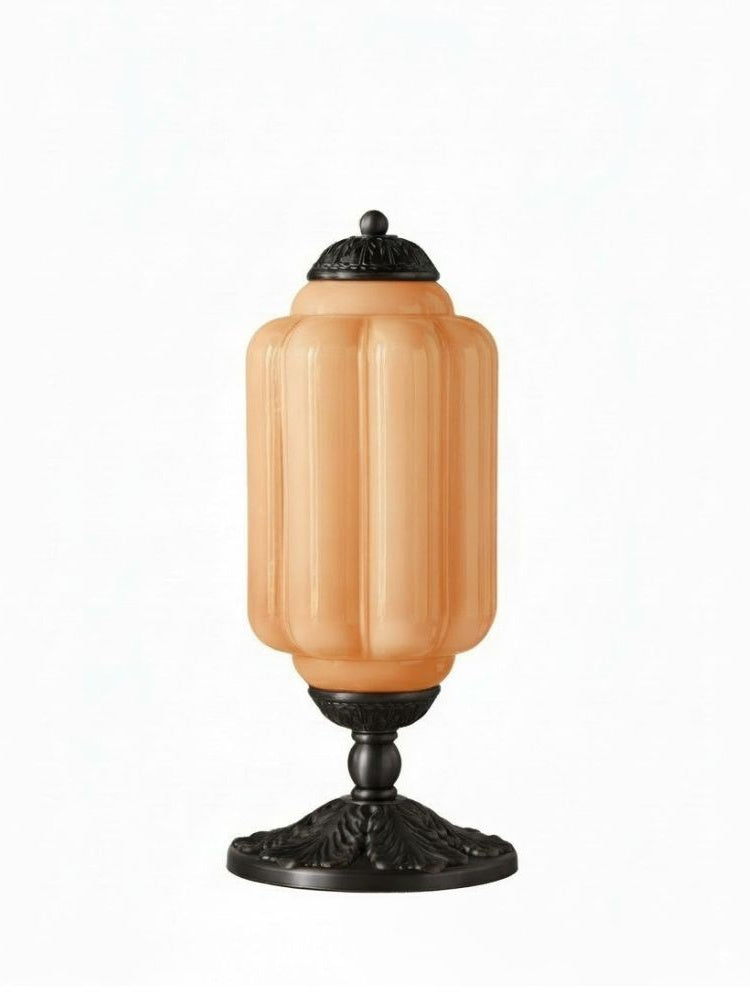 Vintage Glazen Tafellamp met Messing of Zwarte Afwerking