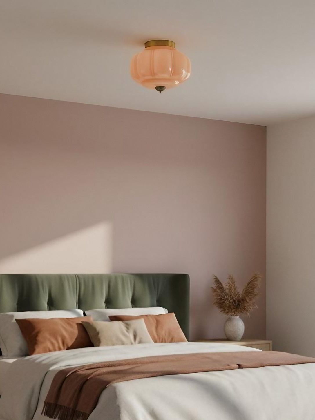 Retro Plafondlamp met Melkglazen Kap – Verfijnde Semi-Flush Mount Verlichting voor Moderne Interieurs