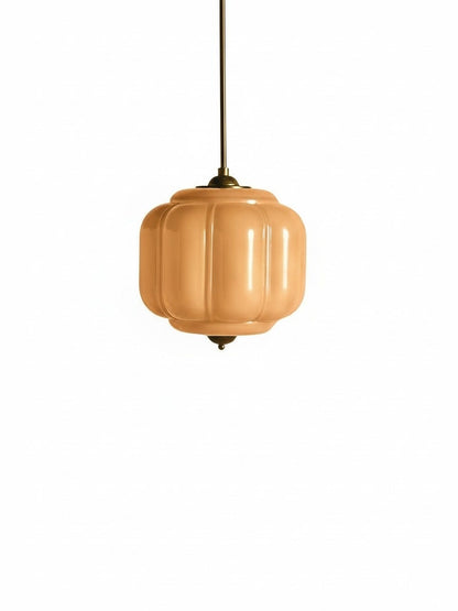 Vintage Kroonluchter met Crèmekleurige Glazen Kappen – Hanglamp in Retro-Stijl voor Eetkamer & Woonkamer