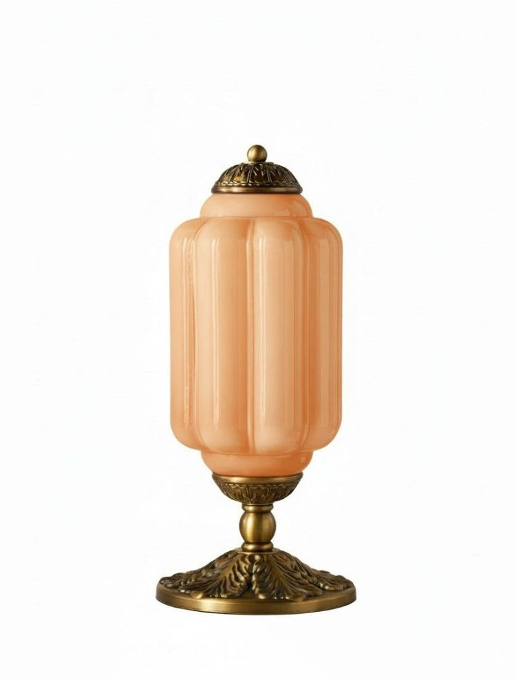 Vintage Glazen Tafellamp met Messing of Zwarte Afwerking