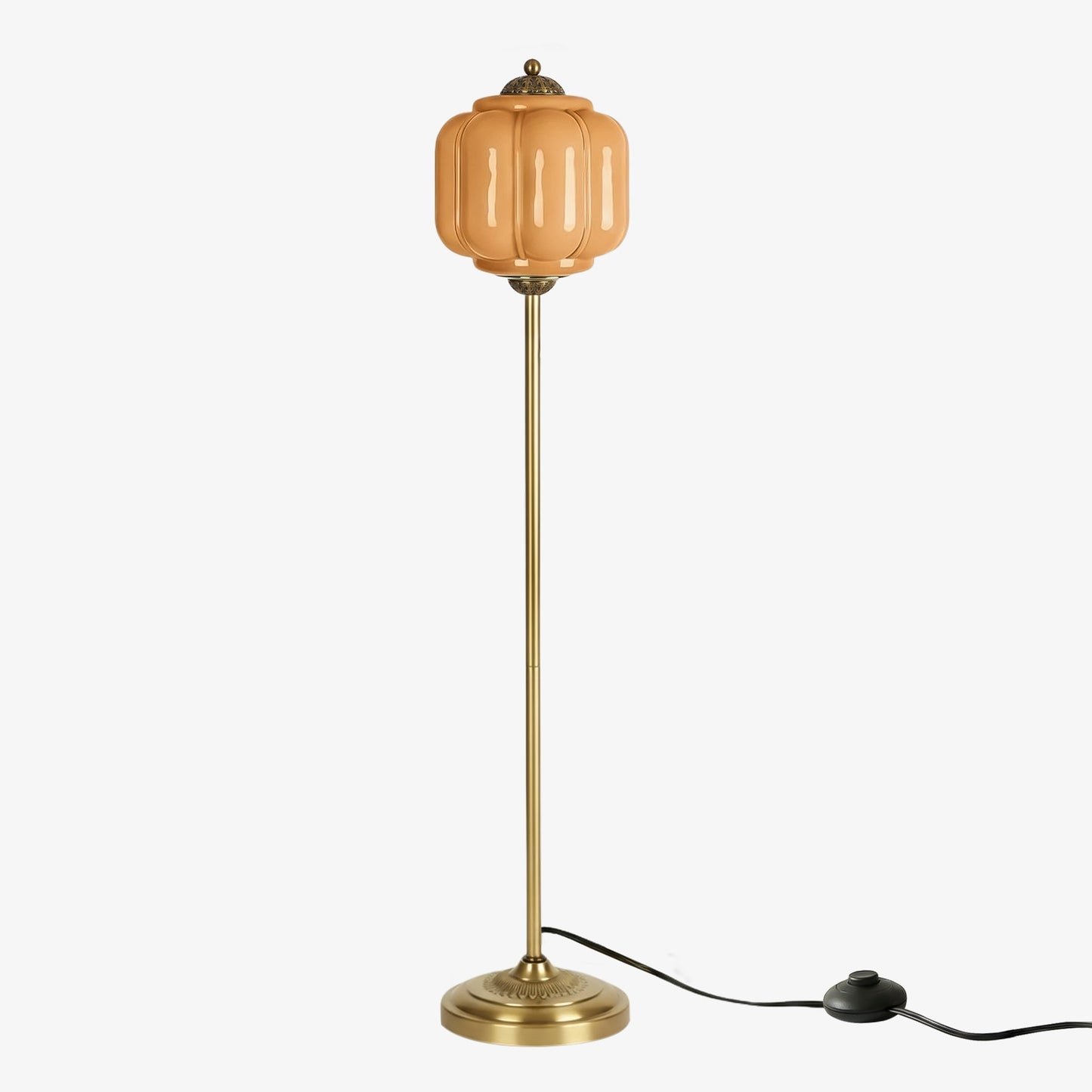 Decoratieve Glazen Pompoen Vloerlamp Retro Organische Stijl Woonkamer Staande Lamp