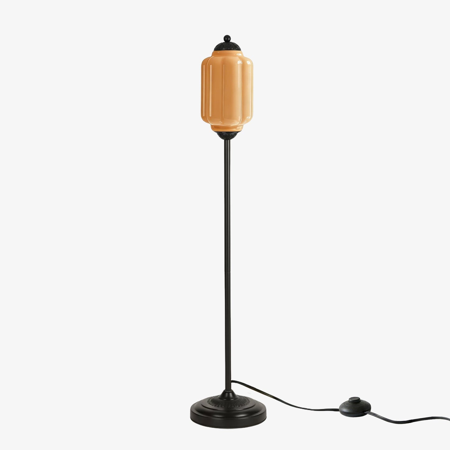 Decoratieve Glazen Pompoen Vloerlamp Retro Organische Stijl Woonkamer Staande Lamp